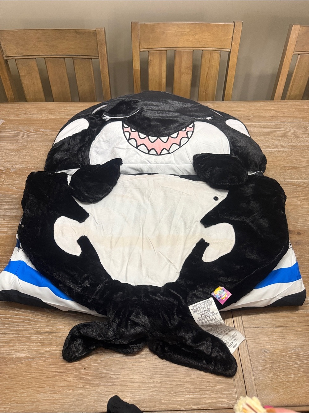 Orca Plush Nap Mat - Black and White with Blue Accent HAPPY NAPPER SHARK